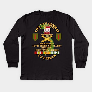 Vietnam Combat Vet - 6th Bn 15th Artillery - 1st Infantry Div w105mm Kids Long Sleeve T-Shirt